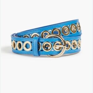 Sandro Blue With Gold Eyelet Detail Leather Belt